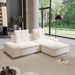 Premium Adjustable Cloud Sectional Couches | 3-Piece Velvet Beige Makes A Curved Sofa Chaise Sectionals 2-seaters with 1-Ottomans