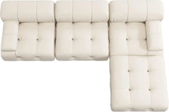 Exclusive Minimalist Modular Couches | 4-Piece Velvet Beige Vintage Tufted Luxury L-Shaped Sectionals 3-seaters with 1-Ottomans