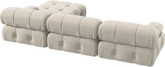 Exclusive Minimalist Modular Couches | 4-Piece Velvet Beige Vintage Tufted Luxury L-Shaped Sectionals 3-seaters with 1-Ottomans