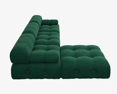 Exclusive Minimalist Modular Couches | 4-Piece Velvet Green Soft Springy Support L-Shaped Sectionals 3-seaters with 1-Ottomans