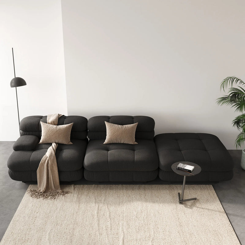 109.83" 2-Seater With 1 Ottoman Sectional Sofa Chaise & Lounge - Black