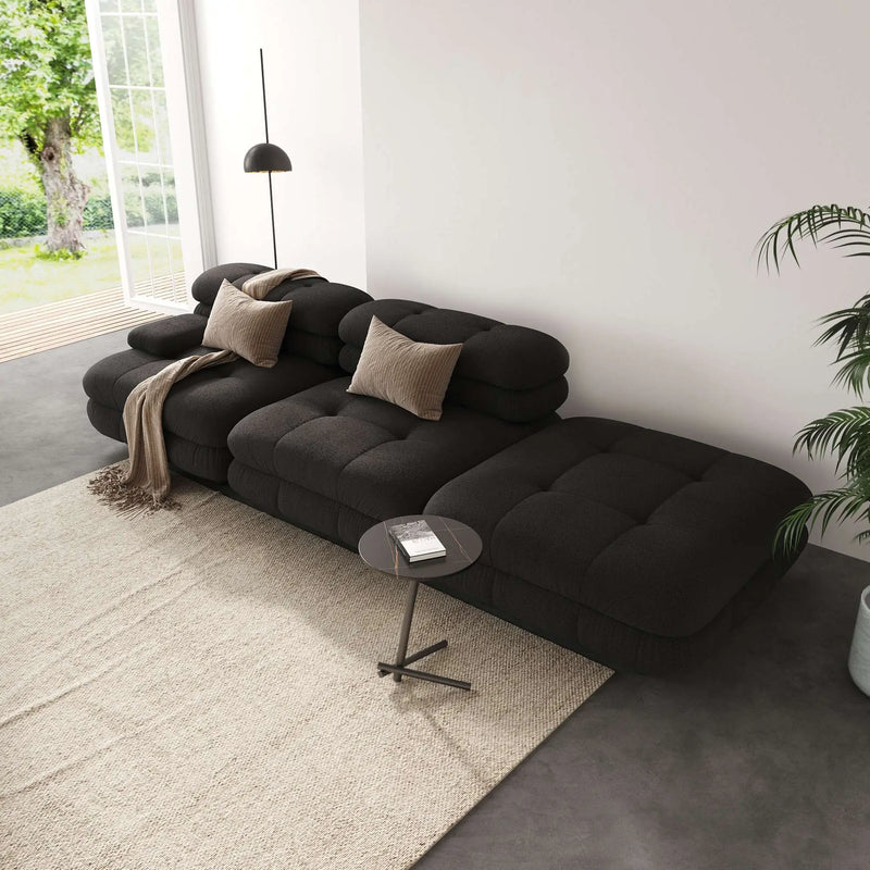 109.83" 2-Seater With 1 Ottoman Sectional Sofa Chaise & Lounge - Black - image 2
