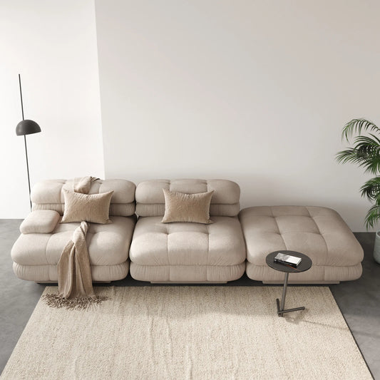 109.83" 2-Seater With1 Ottoman Sectional Sofa Chaise & Lounge - Brown