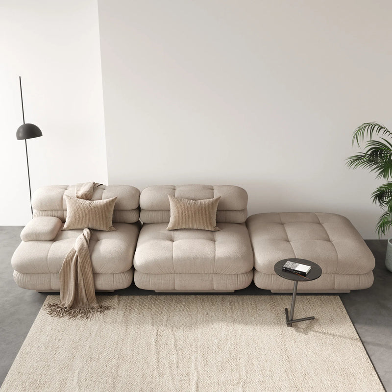 109.83" 2-Seater With1 Ottoman Sectional Sofa Chaise & Lounge - Brown