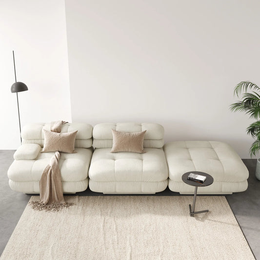109.83" 2-Seater With1 Ottoman Sectional Sofa Chaise & Lounge 3D-Knitted Fabric - Beige