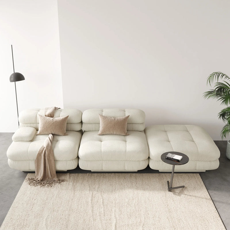 109.83" 2-Seater With1 Ottoman Sectional Sofa Chaise & Lounge 3D-Knitted Fabric - Beige