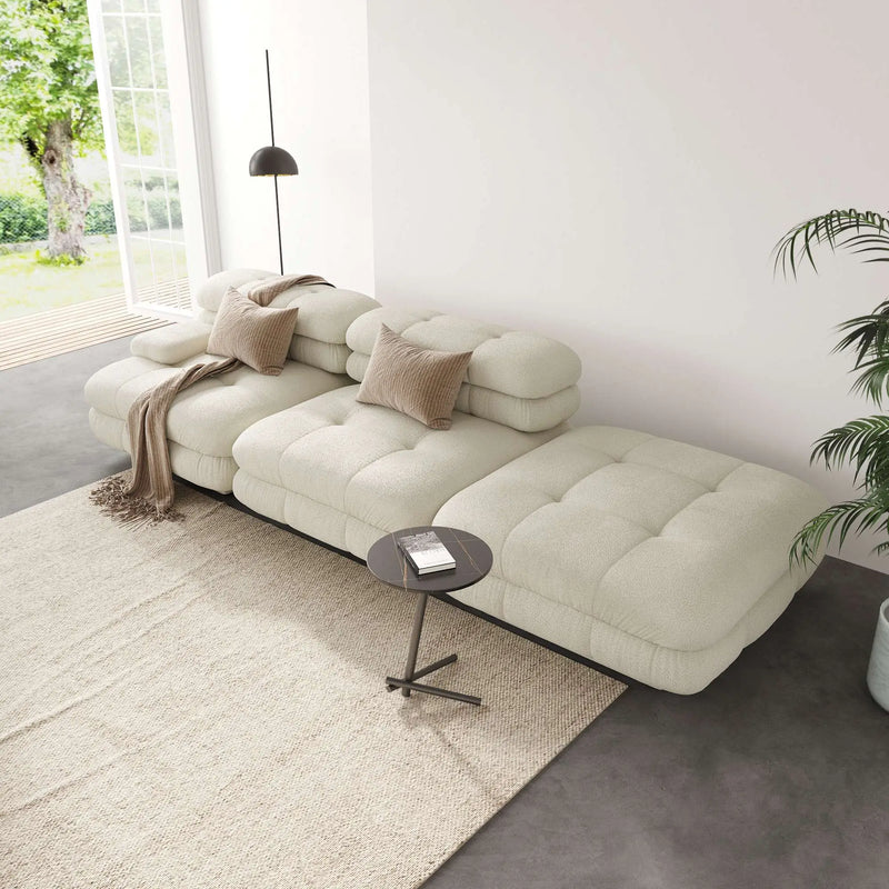 109.83" 2-Seater With1 Ottoman Sectional Sofa Chaise & Lounge 3D-Knitted Fabric - Beige - image 2