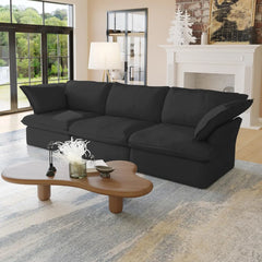 Premium Linen Cloud Sectional Couches | 3-Piece Linen Black Resists Wear and Fading Couch Sectionals 3-seaters