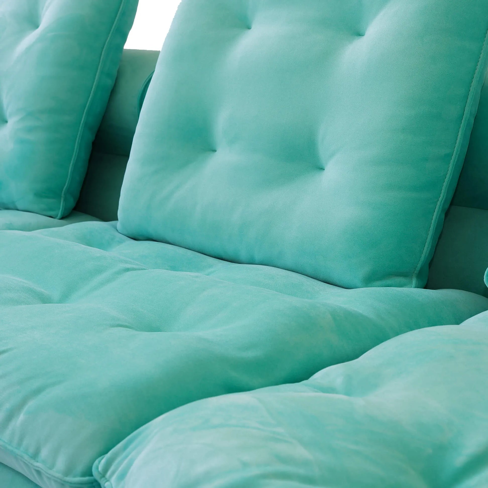 125'' Adjustable Pet-Friendly 2-Seater Curve Corner Sectional Sofa with Roller Backrest - Tiffany Blue