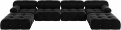 Exclusive Minimalist Modular Couches | 6-Piece Velvet Black Vintage Tufted Luxury U-Shaped Sectionals 4-seaters with 2-Ottomans