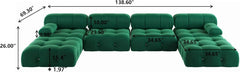 Exclusive Minimalist Modular Couches | 6-Piece Velvet Green Fancy Button Style U-Shaped Sectionals 4-seaters with 2-Ottomans