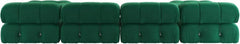 Exclusive Minimalist Modular Couches | 6-Piece Velvet Green Fancy Button Style U-Shaped Sectionals 4-seaters with 2-Ottomans