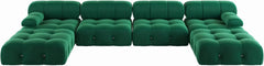 Exclusive Minimalist Modular Couches | 6-Piece Velvet Green Fancy Button Style U-Shaped Sectionals 4-seaters with 2-Ottomans