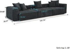 Exclusive Modern Modular Couches | 3-Piece Corduroy Black No-Show Sofa Legs Couch Sectionals 3-seaters