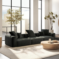 Exclusive Modern Modular Couches | 3-Piece Corduroy Black No-Show Sofa Legs Couch Sectionals 3-seaters