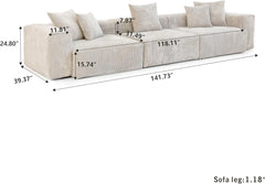 Exclusive Modern Modular Couches | 3-Piece Corduroy Beige Oversized Silhouette Couch Sectionals 3-seaters