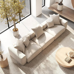 Exclusive Modern Modular Couches | 3-Piece Corduroy Beige Oversized Silhouette Couch Sectionals 3-seaters