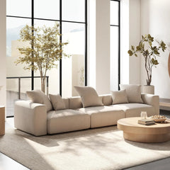 Exclusive Modern Modular Couches | 3-Piece Corduroy Beige Oversized Silhouette Couch Sectionals 3-seaters