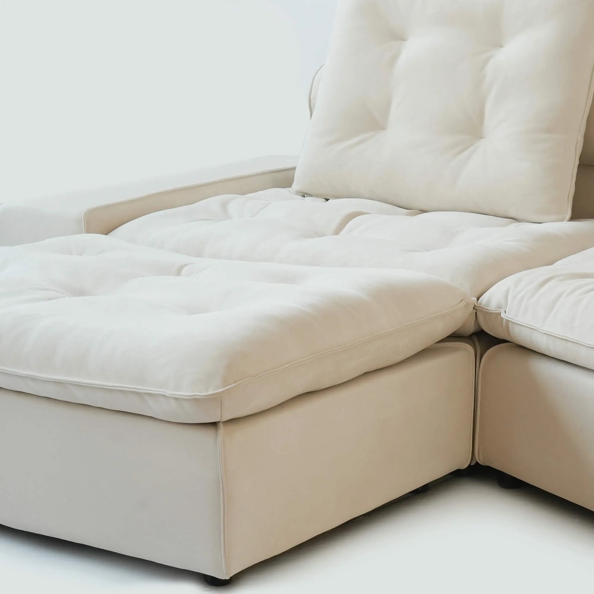 142'' Adjustable Pet-Friendly 3-Seater L-Shaped Sectional Sofa with Roller Backrest 3D-Knitted Fabric