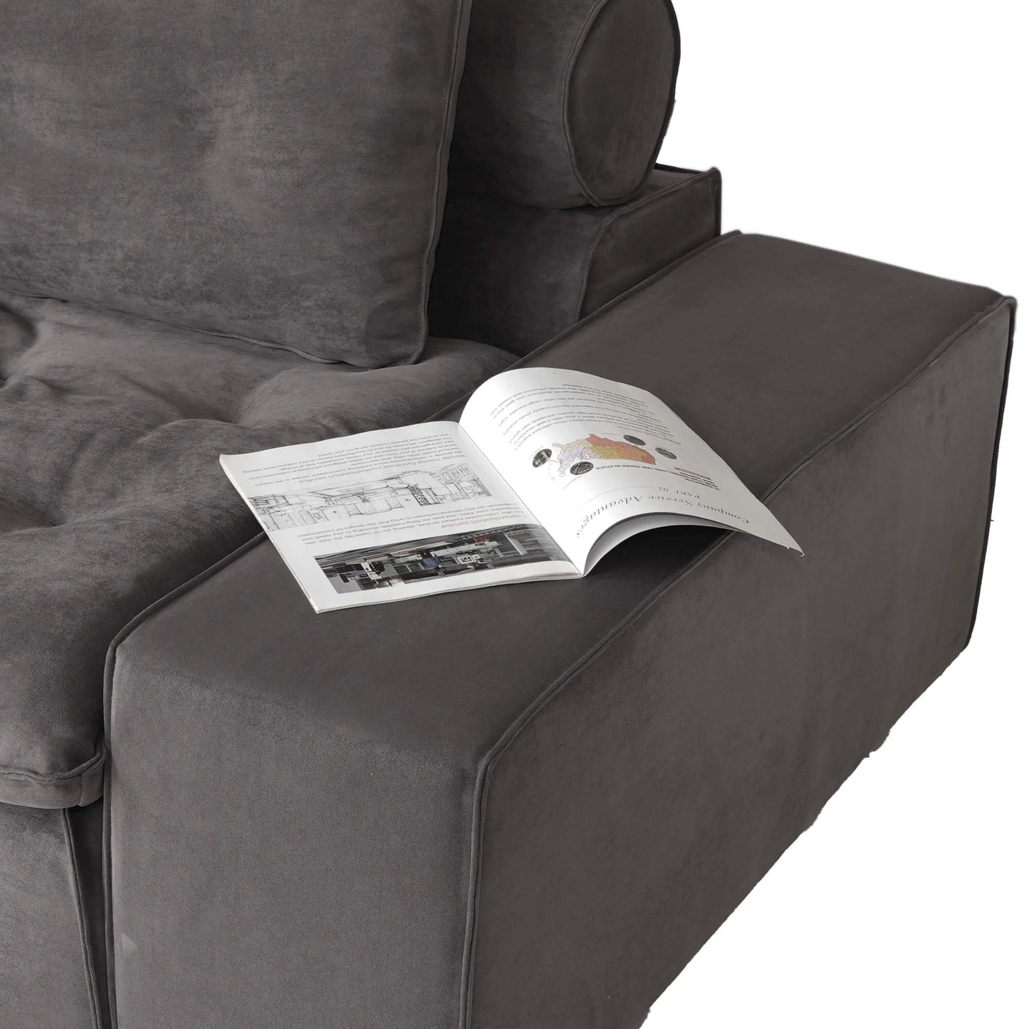 181'' Adjustable Pet-Friendly 4-Seater Sleeper Sectional Sofa with Roller Backrest - Grey