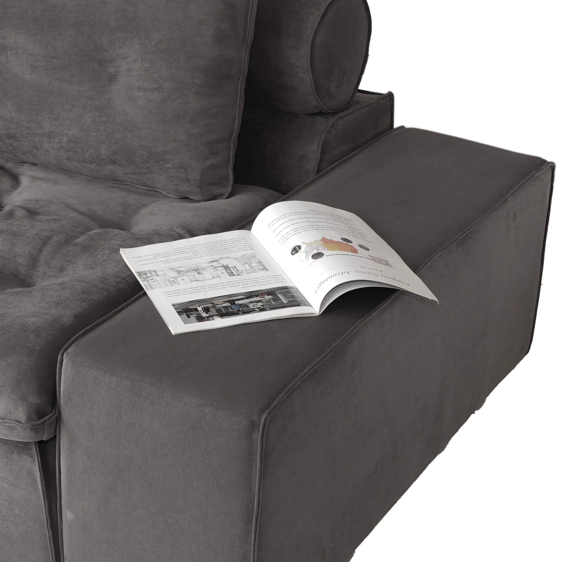 181'' Adjustable Pet-Friendly 4-Seater Sleeper Sectional Sofa with Roller Backrest - Grey