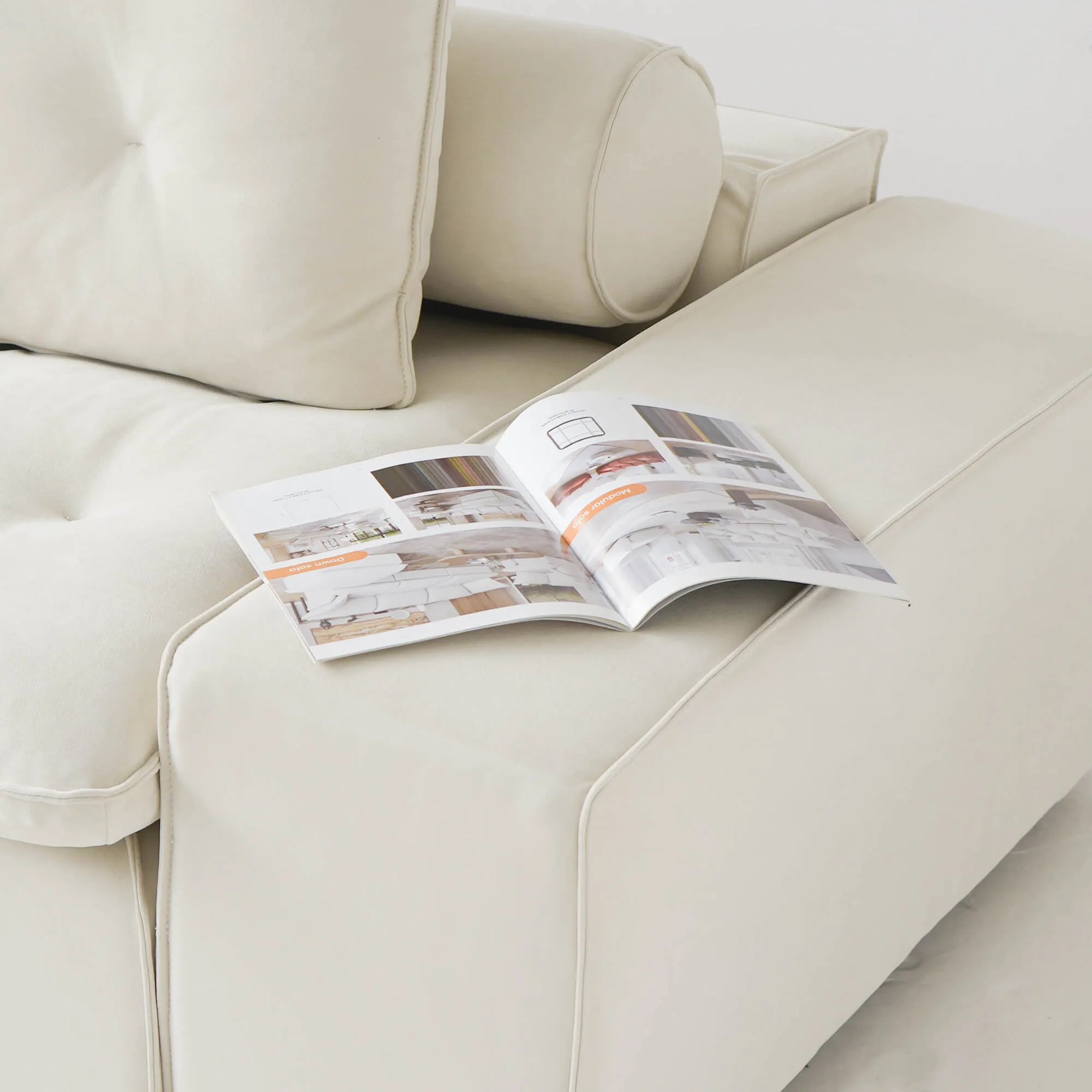 181'' Adjustable Pet-Friendly 4-Seater Sleeper Sectional Sofa with Roller Backrest 3D-Knitted Fabric - Beige