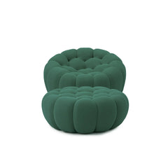 Signature Armless Boneless Couches | 2-Piece 3D-Knitted Green Ocean-Inspired Curves Sofa Sets 1-seater with 1-Ottomans