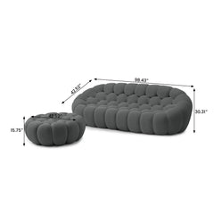 Signature Armless Boneless Couches | 2-Piece 3D-Knitted Grey Flowing Organic Shape Sofa Sets 3-seaters with 1-Ottomans
