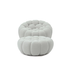 Signature Armless Boneless Couches | 2-Piece 3D-Knitted Light Grey Inspired By The Ocean Sofa Sets 1-seater with 1-Ottomans