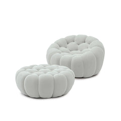 Signature Armless Boneless Couches | 2-Piece 3D-Knitted Light Grey Inspired By The Ocean Sofa Sets 1-seater with 1-Ottomans