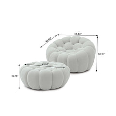Signature Armless Boneless Couches | 2-Piece 3D-Knitted Light Grey Inspired By The Ocean Sofa Sets 1-seater with 1-Ottomans