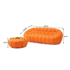 Signature Armless Boneless Couches | 2-Piece 3D-Knitted Orange Soft Cool And Stretchy Sofa Sets 3-seaters with 1-Ottomans