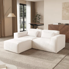 Exclusive Classic Sectional Couches | 2-Piece Corduroy Beige Pet-Proof Claw-Proof Chaise Sectionals 2-seaters with 1-Ottomans