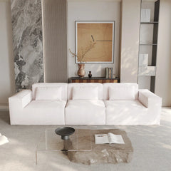 Exclusive Classic Sectional Couches | 2-Piece Corduroy Beige Sticks Together Strong Couch Sectionals 3-seaters