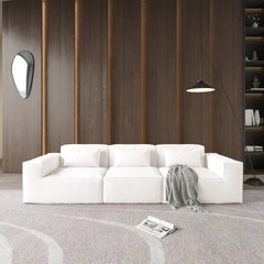 Exclusive Classic Sectional Couches | 2-Piece Corduroy Beige Sticks Together Strong Couch Sectionals 3-seaters