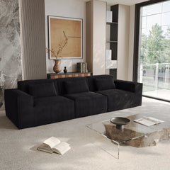 Exclusive Classic Sectional Couches | 2-Piece Corduroy Black Pet-Proof Claw-Proof Couch Sectionals 3-seaters