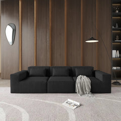 Exclusive Classic Sectional Couches | 2-Piece Corduroy Black Pet-Proof Claw-Proof Couch Sectionals 3-seaters