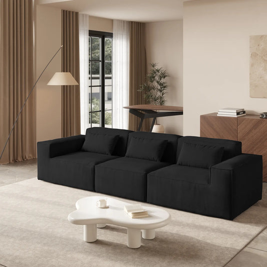 Exclusive Classic Sectional Couches | 2-Piece Corduroy Black Pet-Proof Claw-Proof Couch Sectionals 3-seaters