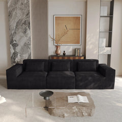 Exclusive Classic Sectional Couches | 2-Piece Corduroy Black Pet-Proof Claw-Proof Couch Sectionals 3-seaters