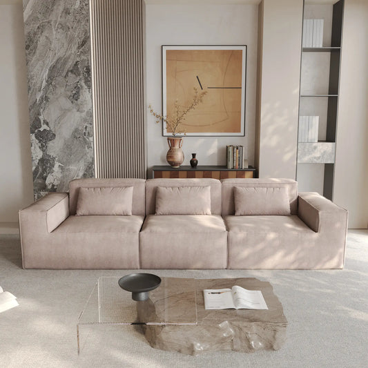 Exclusive Classic Sectional Couches | 2-Piece Corduroy Brown Urban Modern Living Couch Sectionals 3-seaters