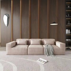 Exclusive Classic Sectional Couches | 2-Piece Corduroy Brown Urban Modern Living Couch Sectionals 3-seaters