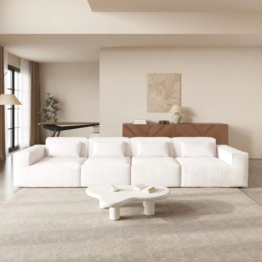 Exclusive Classic Sectional Couches | 3-Piece Corduroy Beige Wide Useful Arms Couch Sectionals 4-seaters