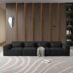 Exclusive Classic Sectional Couches | 3-Piece Corduroy Black Nice Textured Fabric Couch Sectionals 4-seaters