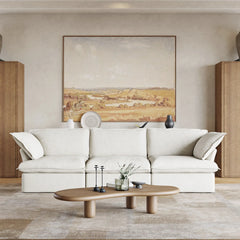 Premium Linen Cloud Sectional Couches | 3-Piece Linen White Resists Wear and Fading Couch Sectionals 3-seaters