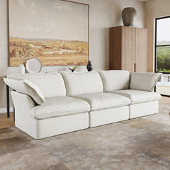 Premium Linen Cloud Sectional Couches | 3-Piece Linen White Resists Wear and Fading Couch Sectionals 3-seaters