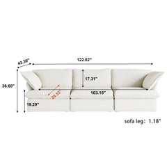 Premium Linen Cloud Sectional Couches | 3-Piece Linen White Resists Wear and Fading Couch Sectionals 3-seaters