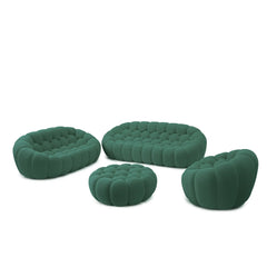 Signature Armless Boneless Couches | 4-Piece 3D-Knitted Green Styles Like A Sculpture Sofa Sets 6-seaters with 1-Ottomans