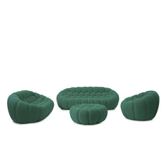 Signature Armless Boneless Couches | 4-Piece 3D-Knitted Green Styles Like A Sculpture Sofa Sets 6-seaters with 1-Ottomans