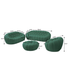 Signature Armless Boneless Couches | 4-Piece 3D-Knitted Green Styles Like A Sculpture Sofa Sets 6-seaters with 1-Ottomans