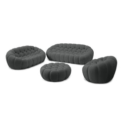 Signature Armless Boneless Couches | 4-Piece 3D-Knitted Grey Ocean-Inspired Curves Sofa Sets 6-seaters with 1-Ottomans